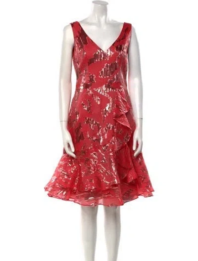 Pre-owned Marchesa Notte V-neck Knee-length Dress W/ Tags In Pink