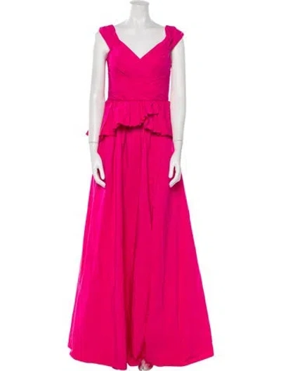 Pre-owned Marchesa Notte V-neck Long Dress
