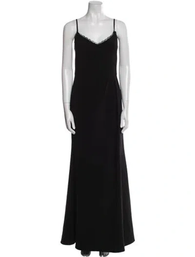 Pre-owned Marchesa Notte V-neck Long Dress In Black