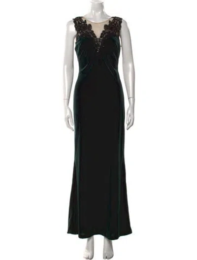 Pre-owned Marchesa Notte V-neck Long Dress In Black