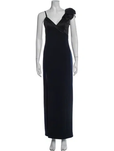 Pre-owned Marchesa Notte V-neck Long Dress In Black