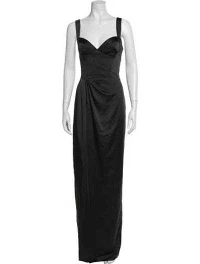 Pre-owned Marchesa Notte V-neck Long Dress In Black