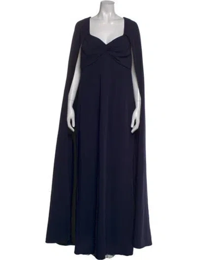 Pre-owned Marchesa Notte V-neck Long Dress In Blue