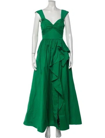 Pre-owned Marchesa Notte V-neck Long Dress In Green