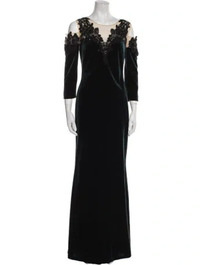 Pre-owned Marchesa Notte V-neck Long Dress In Multi