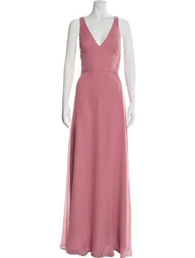 Pre-owned Marchesa Notte V-neck Long Dress In Pink