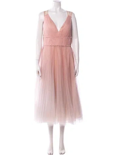 Pre-owned Marchesa Notte V-neck Long Dress In Pink