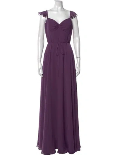Pre-owned Marchesa Notte V-neck Long Dress In Purple
