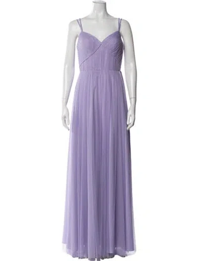 Pre-owned Marchesa Notte V-neck Long Dress In Purple
