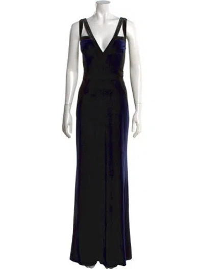 Pre-owned Marchesa Notte V-neck Long Dress W/ Tags In Black