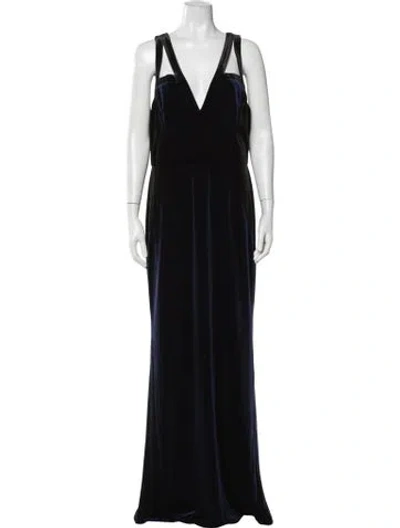 Pre-owned Marchesa Notte V-neck Long Dress W/ Tags In Black