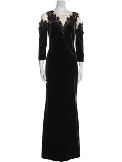 Pre-owned Marchesa Notte V-neck Long Dress W/ Tags In Green