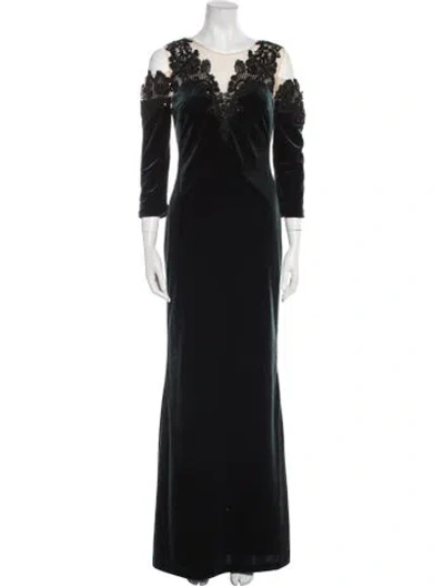 Pre-owned Marchesa Notte V-neck Long Dress W/ Tags In Green