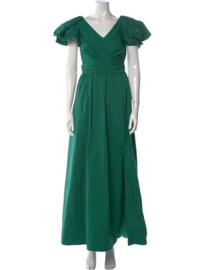 Pre-owned Marchesa Notte V-neck Long Dress W/ Tags In Green