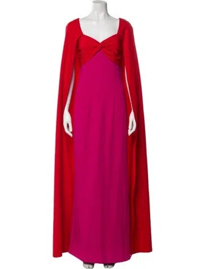 Pre-owned Marchesa Notte V-neck Long Dress W/ Tags In Red