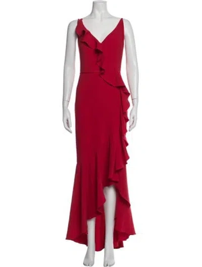 Pre-owned Marchesa Notte V-neck Long Dress W/ Tags In Red