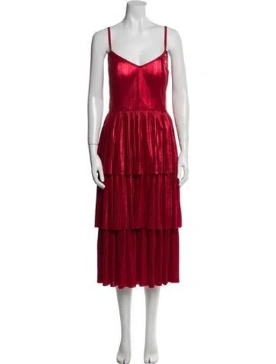 Pre-owned Marchesa Notte V-neck Midi Length Dress