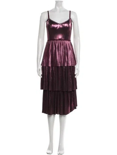 Pre-owned Marchesa Notte V-neck Midi Length Dress