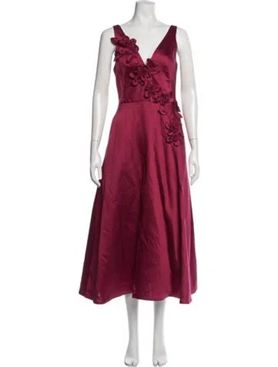 Pre-owned Marchesa Notte V-neck Midi Length Dress In Pink