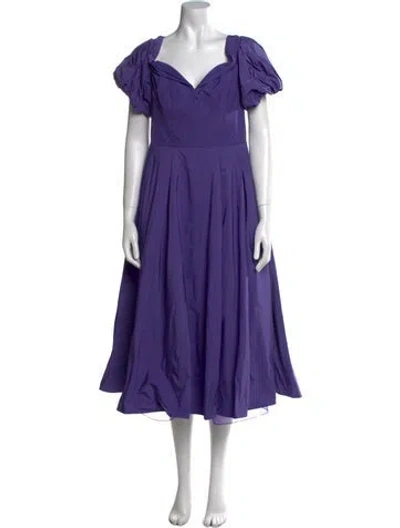 Pre-owned Marchesa Notte V-neck Midi Length Dress In Purple