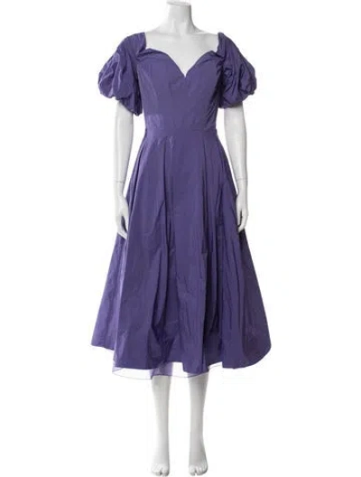 Pre-owned Marchesa Notte V-neck Midi Length Dress In Purple