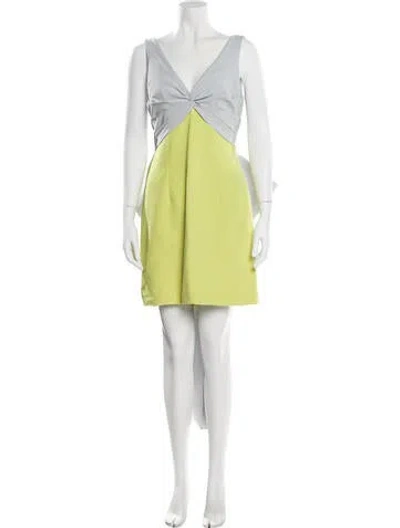 Pre-owned Marchesa Notte V-neck Mini Dress In Blue