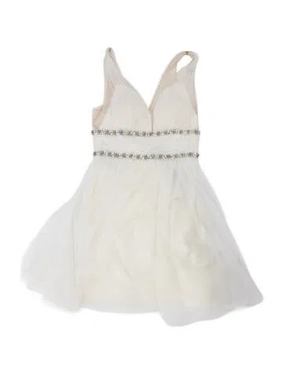Pre-owned Marchesa Notte V-neck Mini Dress In White