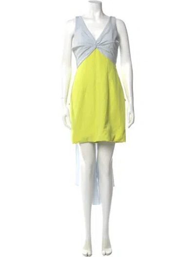 Pre-owned Marchesa Notte V-neck Mini Dress In Yellow