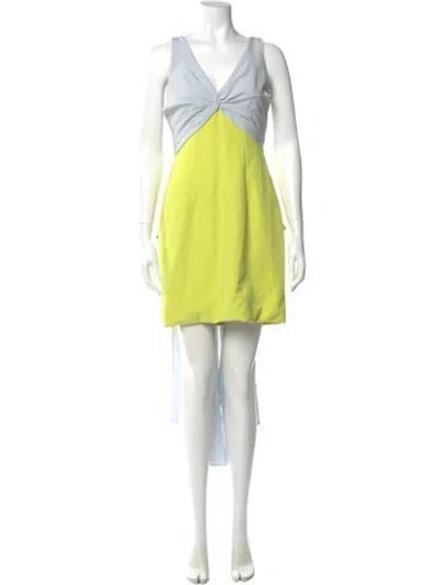 Pre-owned Marchesa Notte V-neck Mini Dress In Yellow