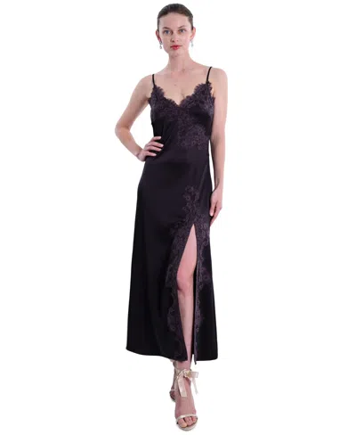 Marchesa Notte Women's Lace Trim Midi Dress In Black