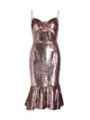Marchesa Notte Sequin Cocktail Dress In Blush