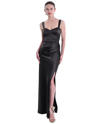 Marchesa Notte Women's Strappy Bustier Corset Detail Gown In Black