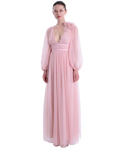 Marchesa Notte Women's Tulle Flower A-line Gown In Pink