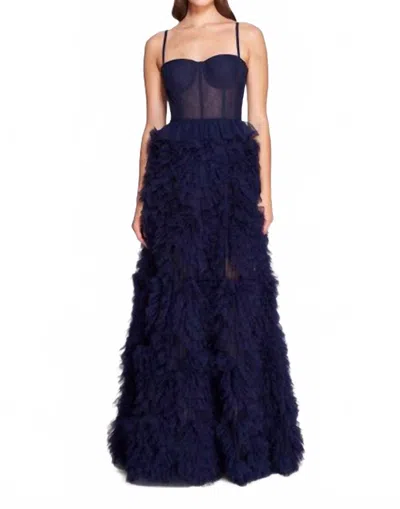 Marchesa Notte Women's Tulle Gown Dress In Midnight In Blue