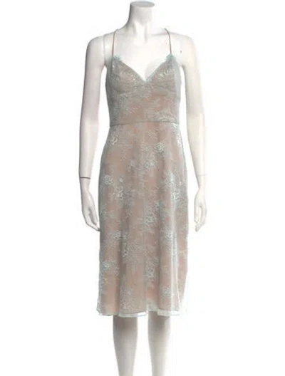 Pre-owned Marchesa Notte Wool Knee-length Dress In Neutral