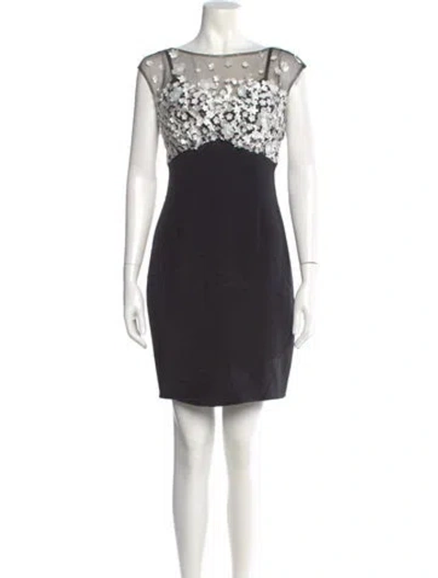 Pre-owned Marchesa Notte Wool Mini Dress In Black