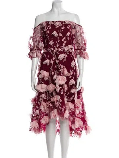 Pre-owned Marchesa Nylon Knee-length Dress In Red