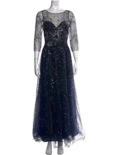 Pre-owned Marchesa Nylon Long Dress In Blue