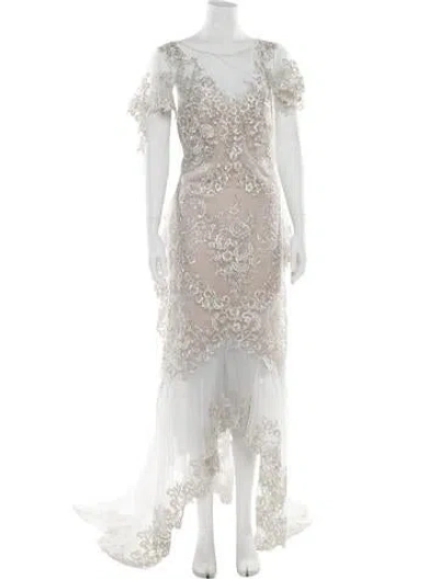 Pre-owned Marchesa Nylon Long Dress In Neutral
