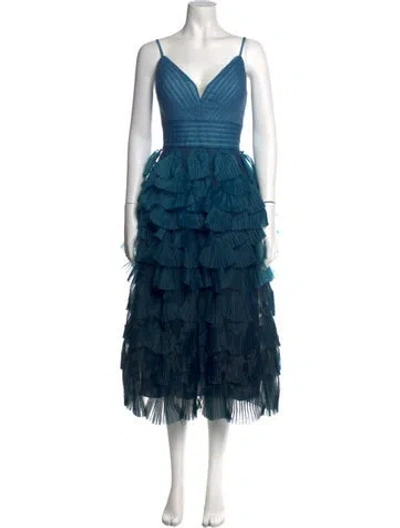 Pre-owned Marchesa Nylon Midi Length Dress In Blue