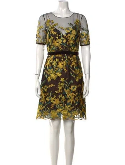 Pre-owned Marchesa Nylon Mini Dress In Black/metallic