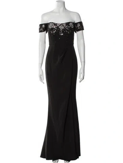 Pre-owned Marchesa Off-the-shoulder Long Dress In Black
