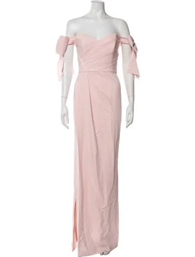 Pre-owned Marchesa Off-the-shoulder Long Dress In Pink