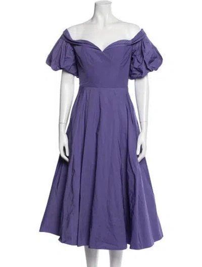 Pre-owned Marchesa Off-the-shoulder Midi Length Dress W/ Tags In Purple