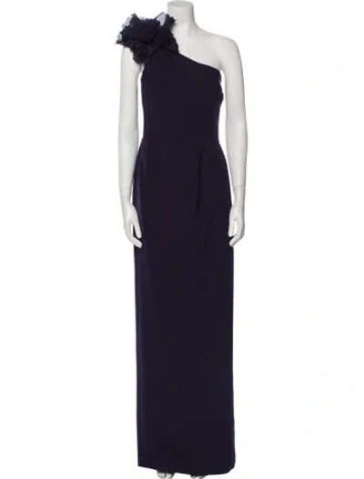 Pre-owned Marchesa One-shoulder Long Dress In Purple