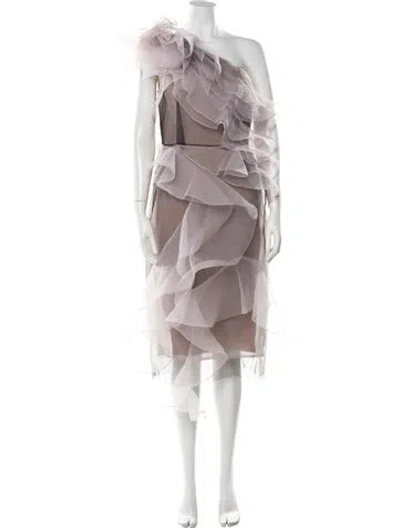 Pre-owned Marchesa One-shoulder Midi Length Dress W/ Tags In Purple