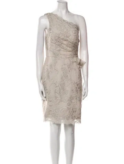 Pre-owned Marchesa One-shoulder Mini Dress