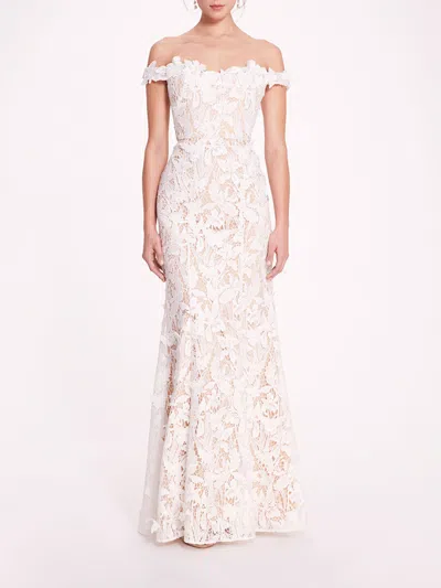 Marchesa Organic Lace Gown In Ivory