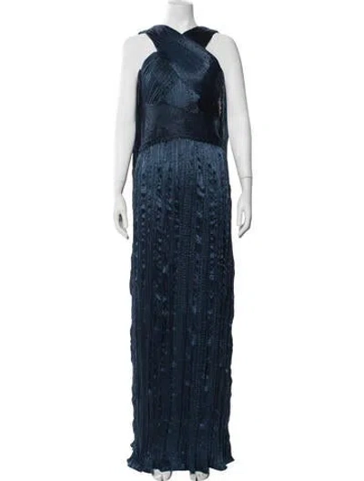 Pre-owned Marchesa Patterned Long Dress In Blue