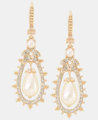 Marchesa Pave & Imitation Pearl Orbital Drop Earrings In Gold